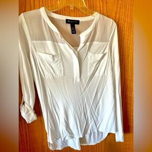 Sheer & Rayon Soft White L/S or 3/4 Sleeve Shirt, Petite M